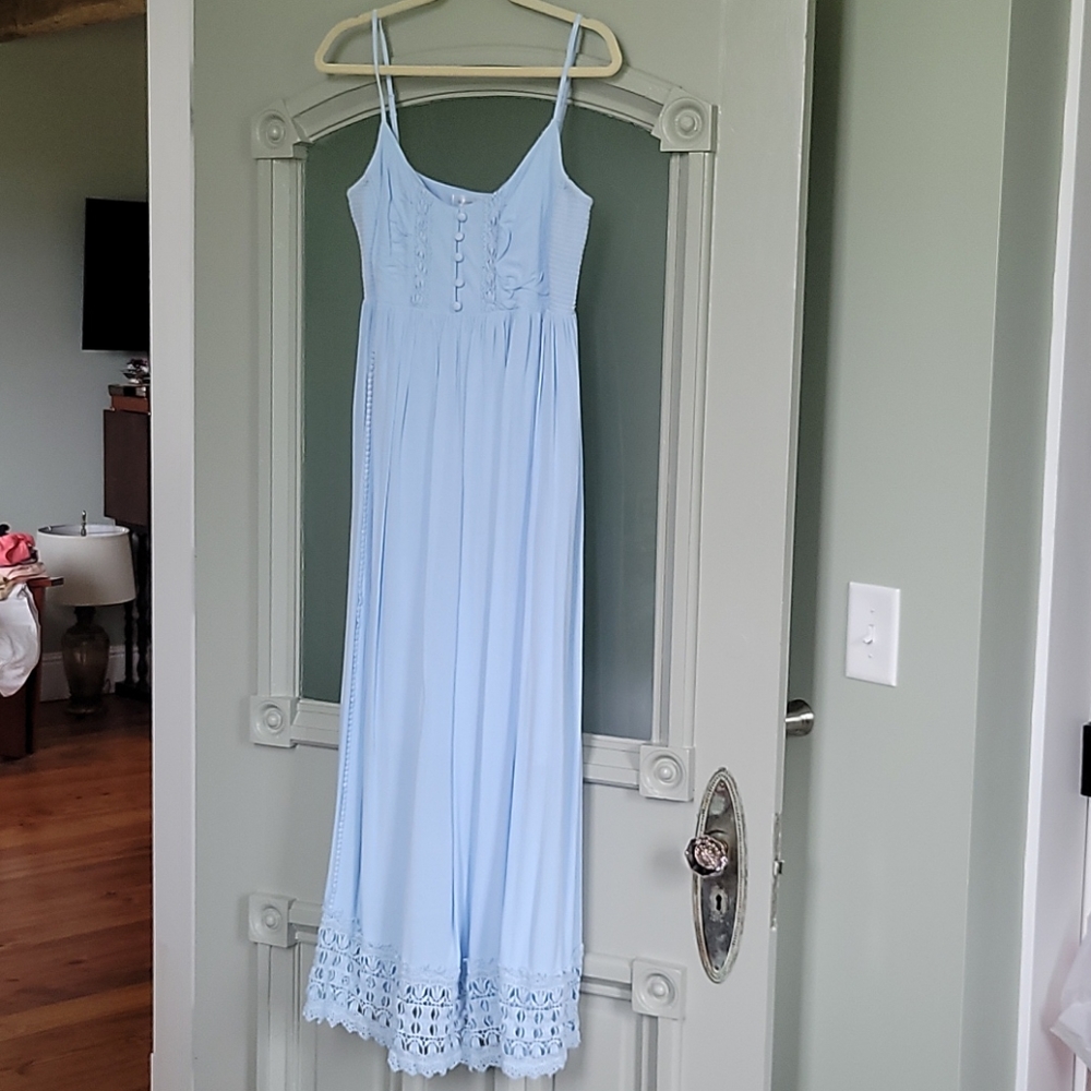 Baby blue long maternity dress